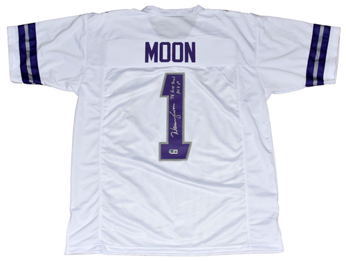 WARREN MOON SIGNED WASHINGTON HUSKIES #1 WHITE JERSEY W/ 78 ROSE BOWL MVP