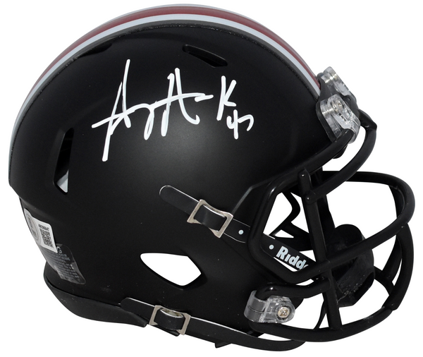 AJ HAWK AUTOGRAPHED OHIO STATE BUCKEYES BLACK SPEED MINI HELMET BECKETT