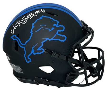 AMON-RA ST BROWN AUTOGRAPHED SIGNED DETROIT LIONS SLATE MINI HELMET
