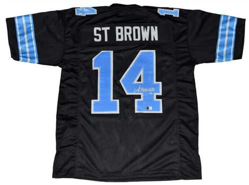 AMON-RA ST BROWN AUTOGRAPHED DETROIT LIONS #14 2024 BLACK JERSEY