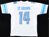 AMON-RA ST BROWN SIGNED AUTOGRAPHED DETROIT LIONS #14 WHITE JERSEY
