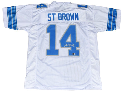 AMON-RA ST BROWN AUTOGRAPHED DETROIT LIONS #14 2024 WHITE JERSEY